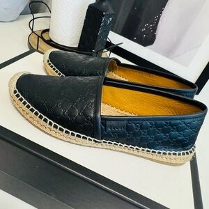 Gucci Black Leather Espadrilles